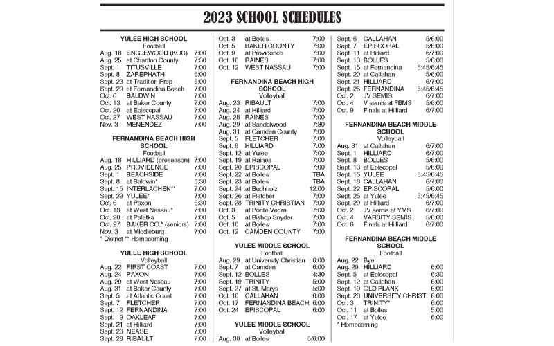 2023 School Schedules