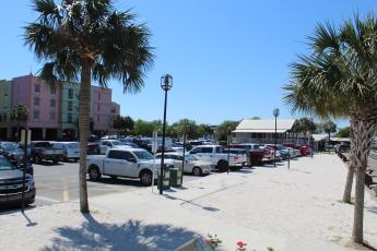Parking Lot B in the south end of the Fernandina Harbor Marina is usually full. A parking plan for the city would have removed some of the spaces in the lot in order to create green space, but the city commission voted to delete the lot from the plan, leaving the lot as it is currently configured. Photo by Julia Roberts/News-Leader
