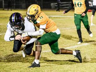 The Yulee High School football team rolled to 8-2 Friday with an 18-0 win over visiting Pedro Menendez. Photo by Chuck Lewis/Special