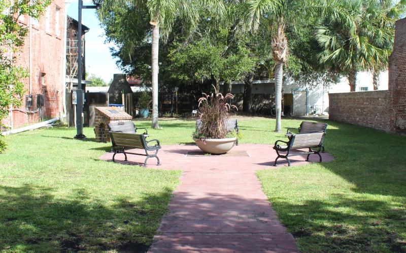 The “pocket park” on Centre Street is officially named the Jean Ribault Park, dedicated in 2012 to honor the 450th anniversary of the arrival of Jean Ribault, a French Naval officer. Photo by Julia Roberts/News-Leader