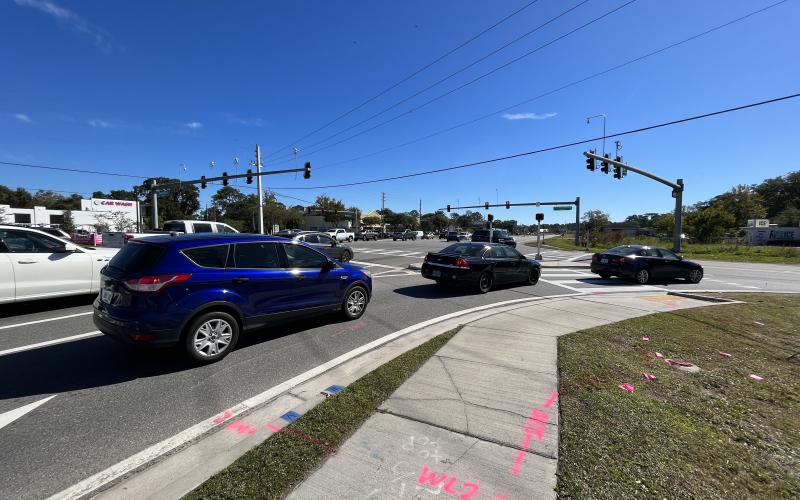 Nassau County is requesting funding to add a dedicated right turn lane and an additional southbound lane on Old Nassauville Road at the intersection with S.R. 200. Photo by Sean Mathew Rosenthal/News-Leader