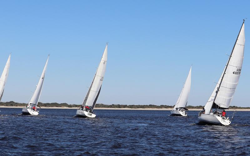 Morning Glory leads Valkyrie and Salty Sally right after start. Submitted photo